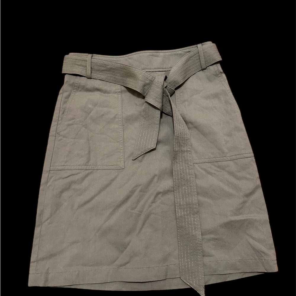 J. Crew Green A-Line Skirt with Tie Front